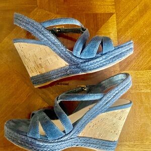 Prada Blue Wedge Sandals